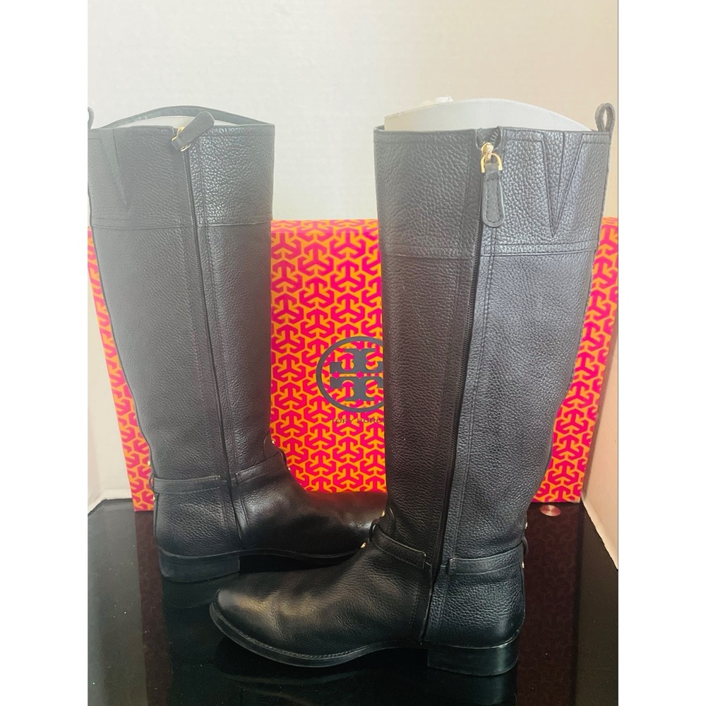Tory Burch Marlene  Black Leather Riding Boots Women's SZ 9.5 M Knee-High Boots - Picture 9 of 15